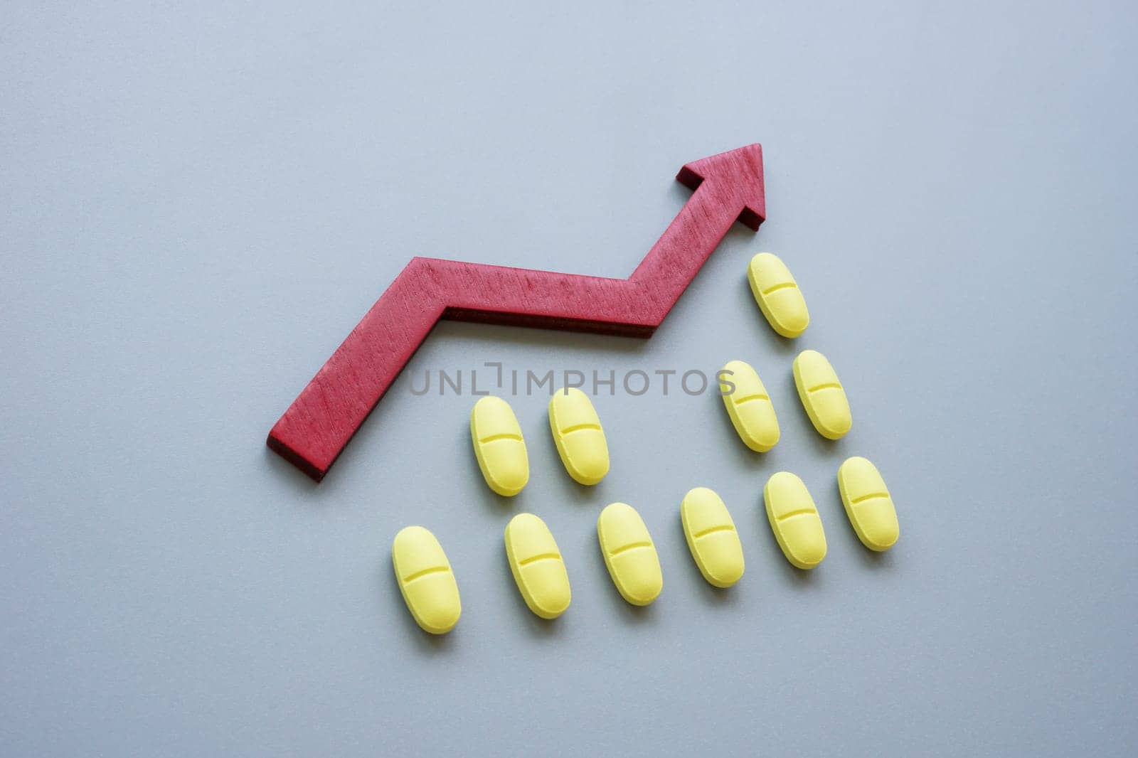 A growing chart of medical pills as sales of pharmaceutical companies grow.