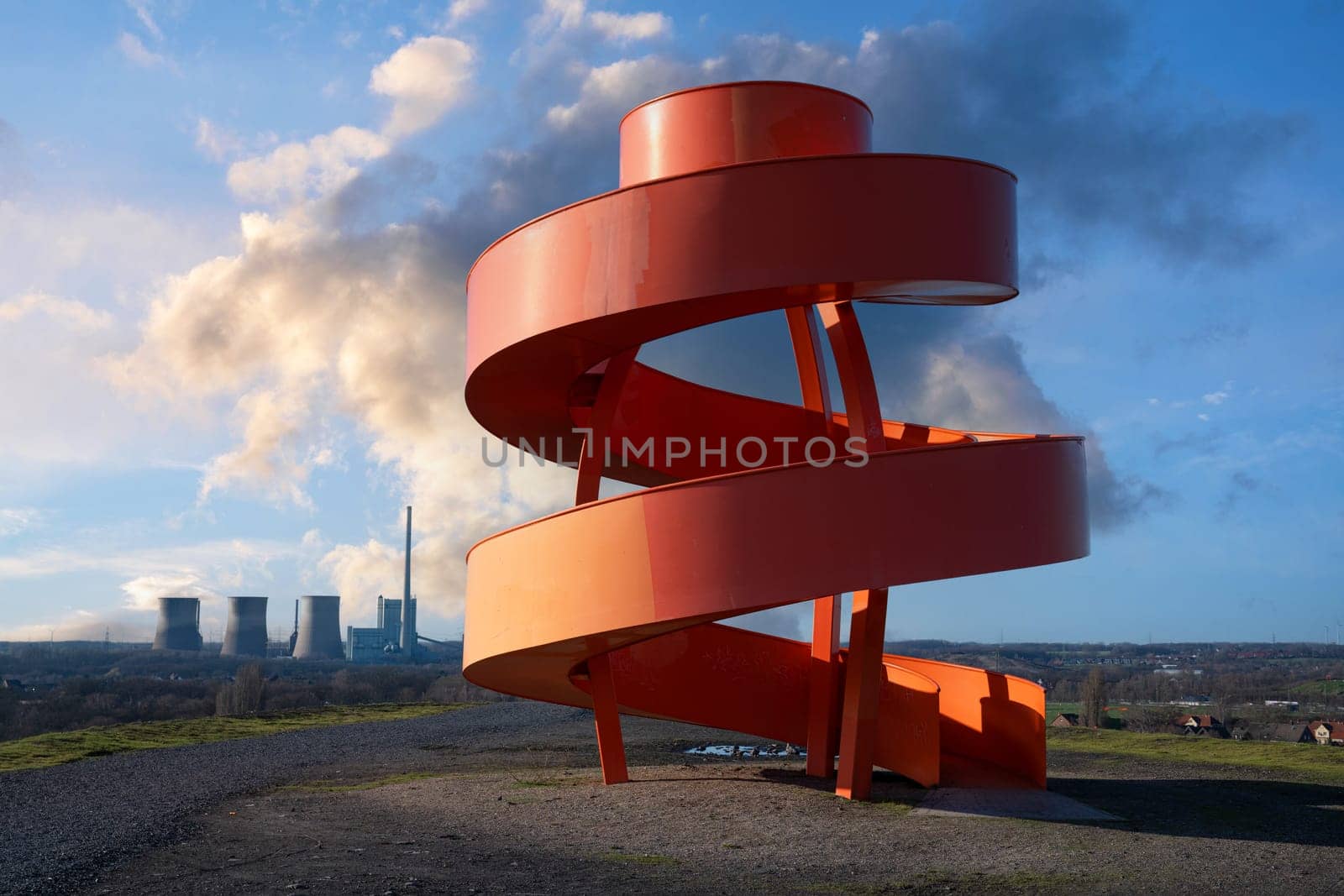 HAMM, GERMANY - FEBRUARY 28, 2023: Landmark on a tip close to Hamm against sky on February 28, 2023 in North Rhine Westphalia, Germany