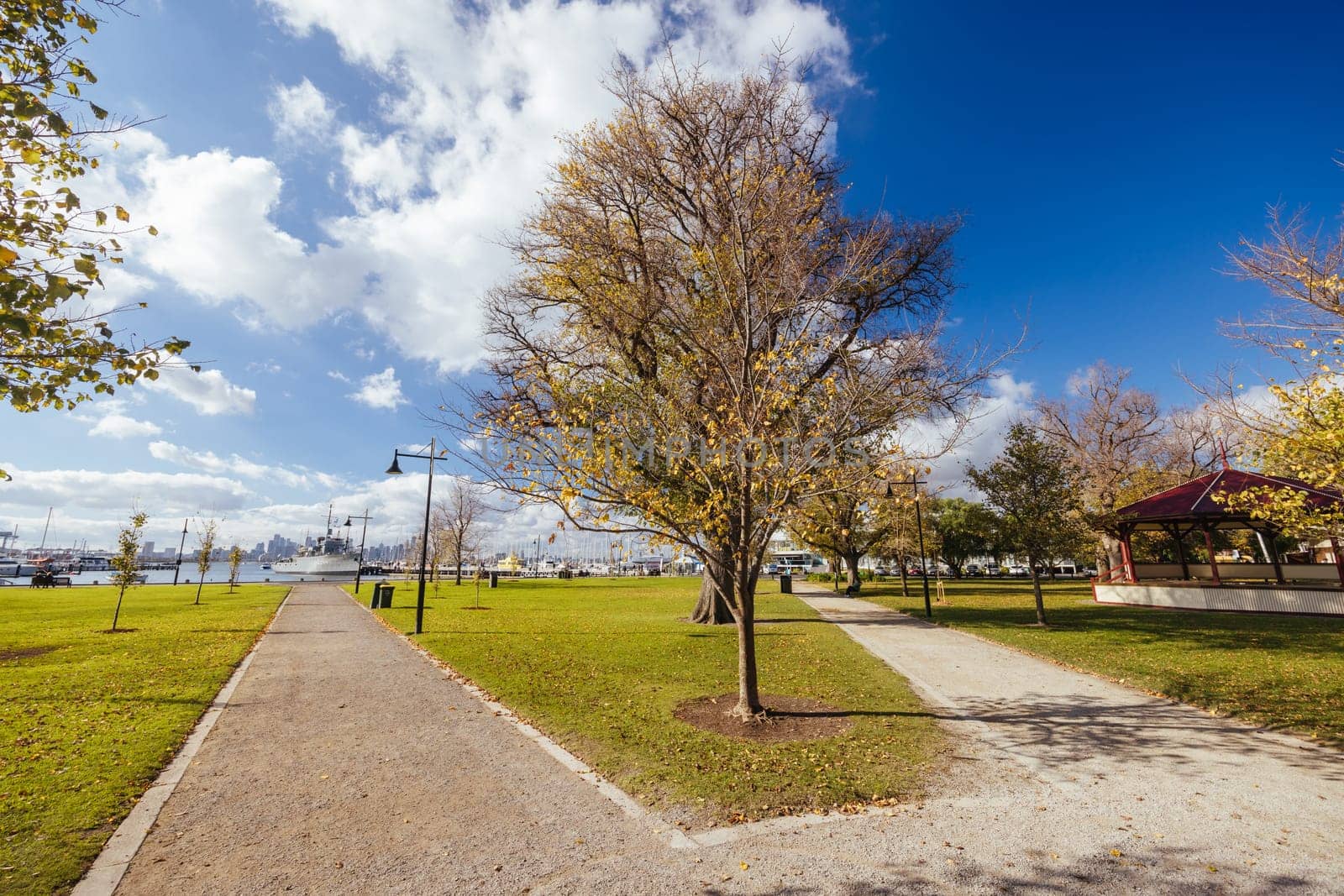 Commonwealth Reserve in Williamstown on the waterfront near Gem Pier in Melbourne, Victoria, Australia