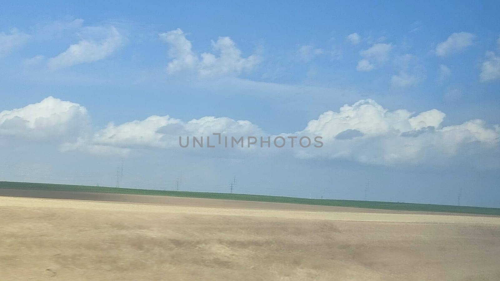 yellow desert and blue sky white clouds, landscape nature. High quality photo
