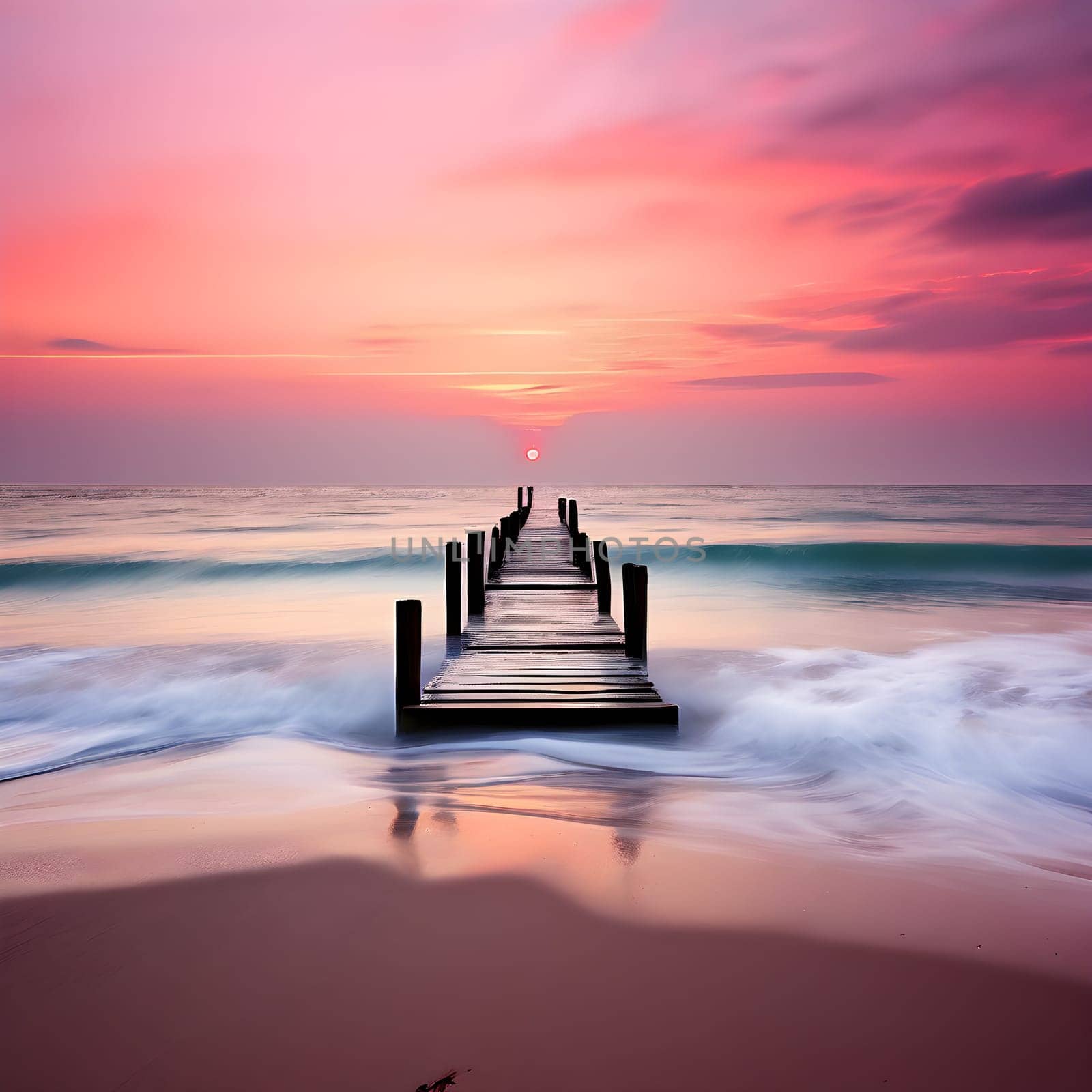 Tranquil Jetty Overlooking the Ocean at Sunrise