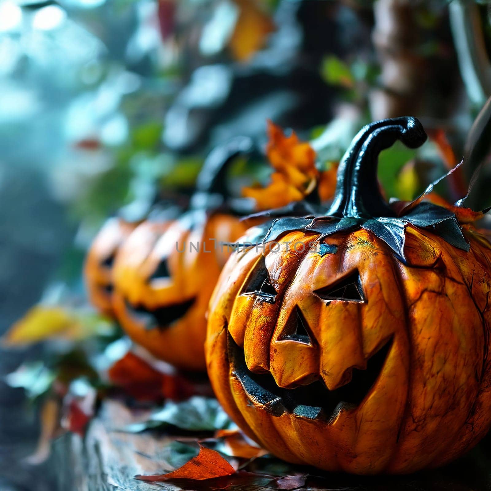 Spooky carved Halloween pumpkins. by VeronikaAngo