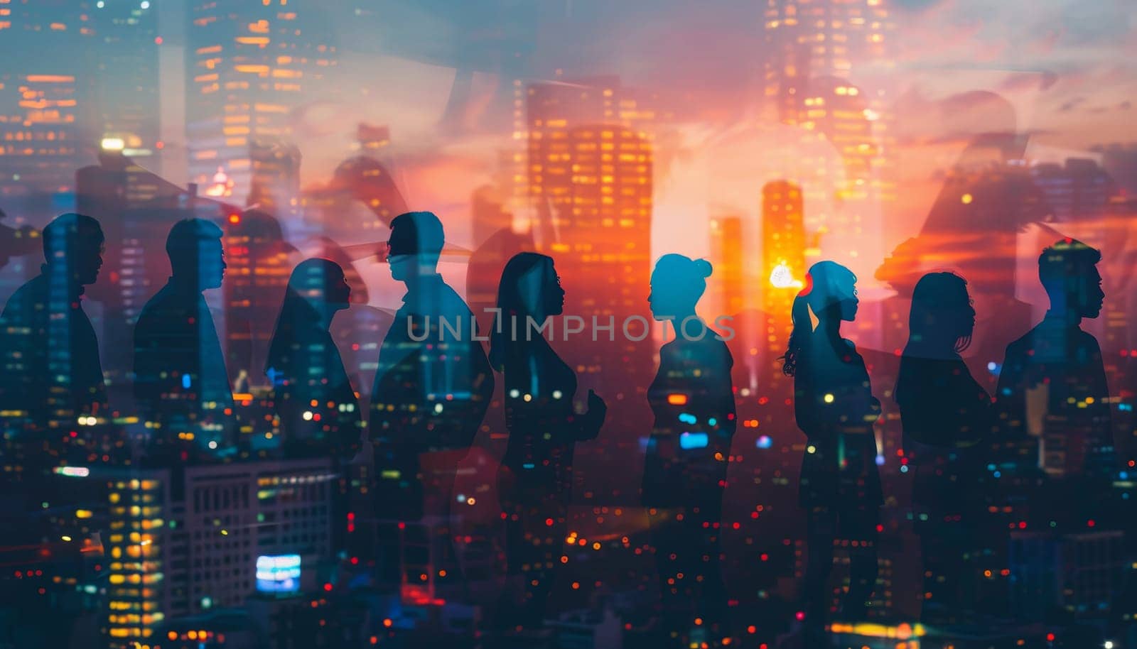 A group of people are standing in the rain by AI generated image by wichayada