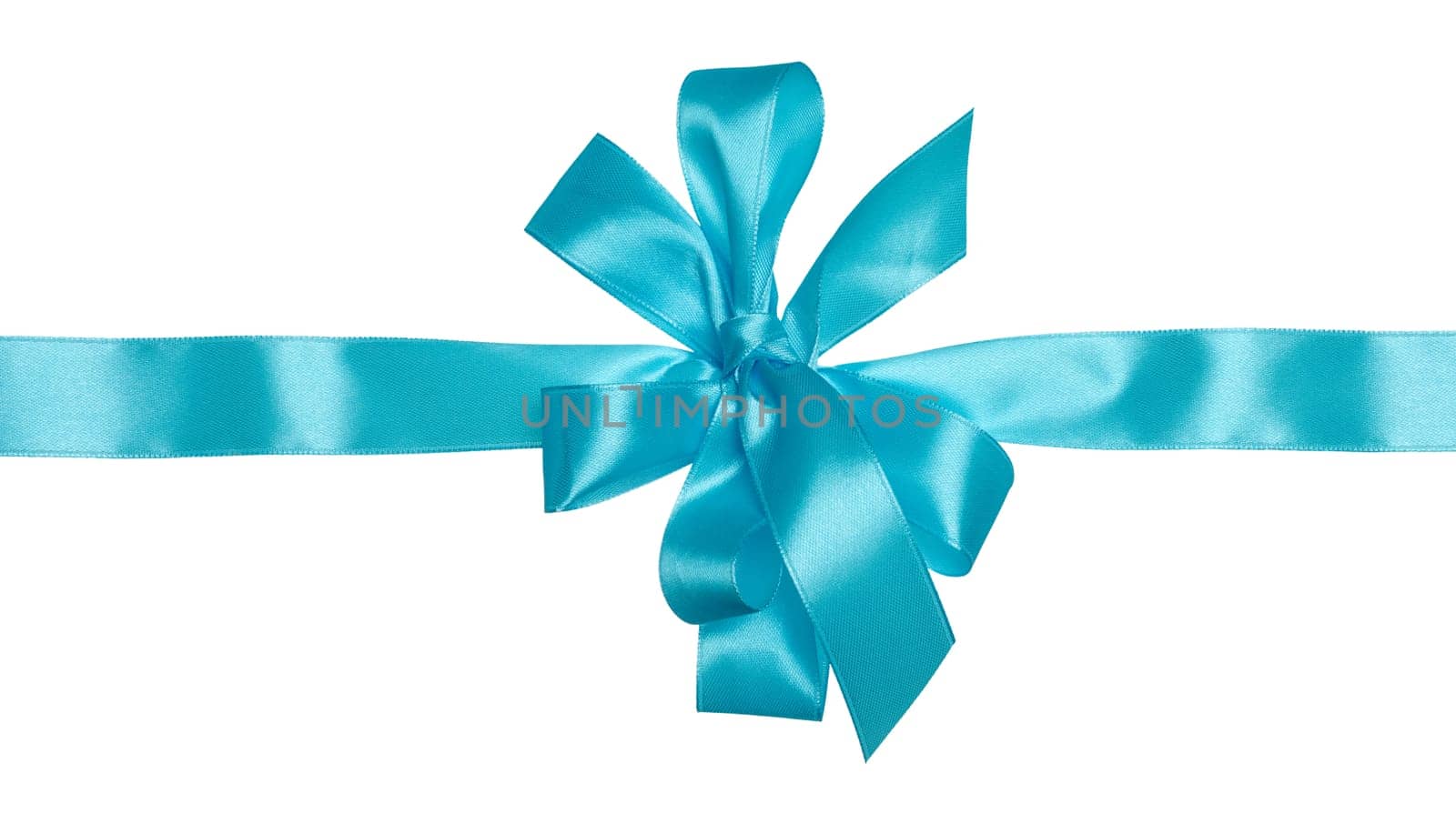 Tied silk ribbon in a bow on an isolated background, decor for a gift by ndanko