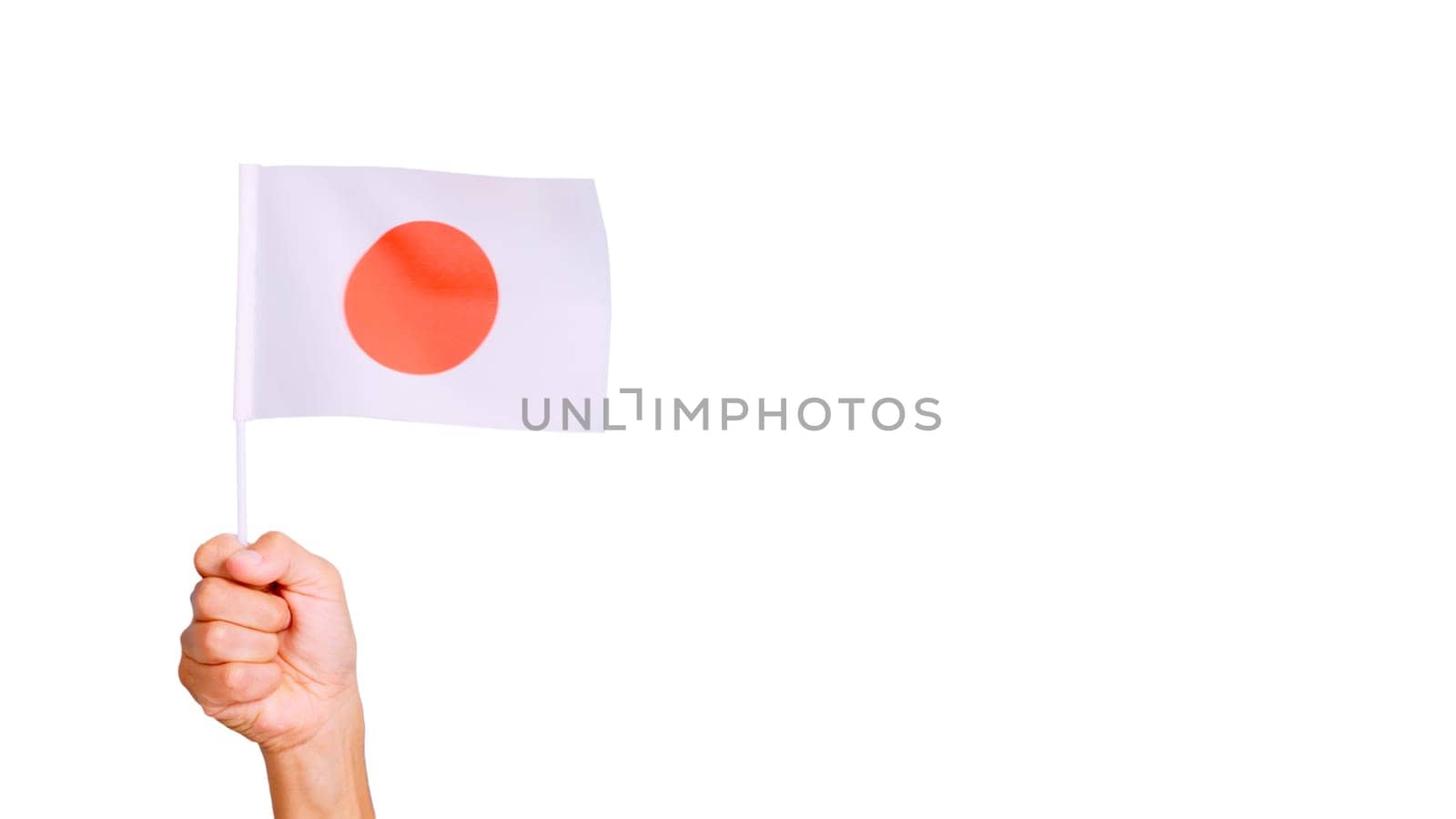 Photo of japanese pennant holding by a hand. Slow Motion video