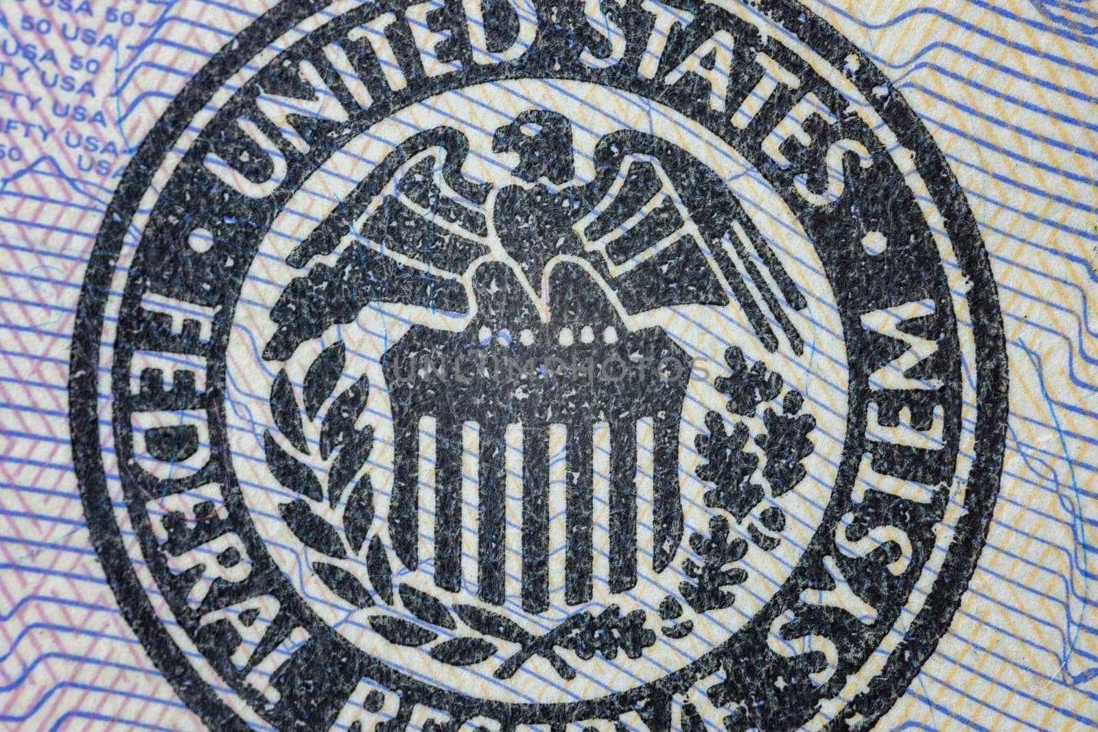 American Eagle from United States coat of arms on US one dollar bill.
