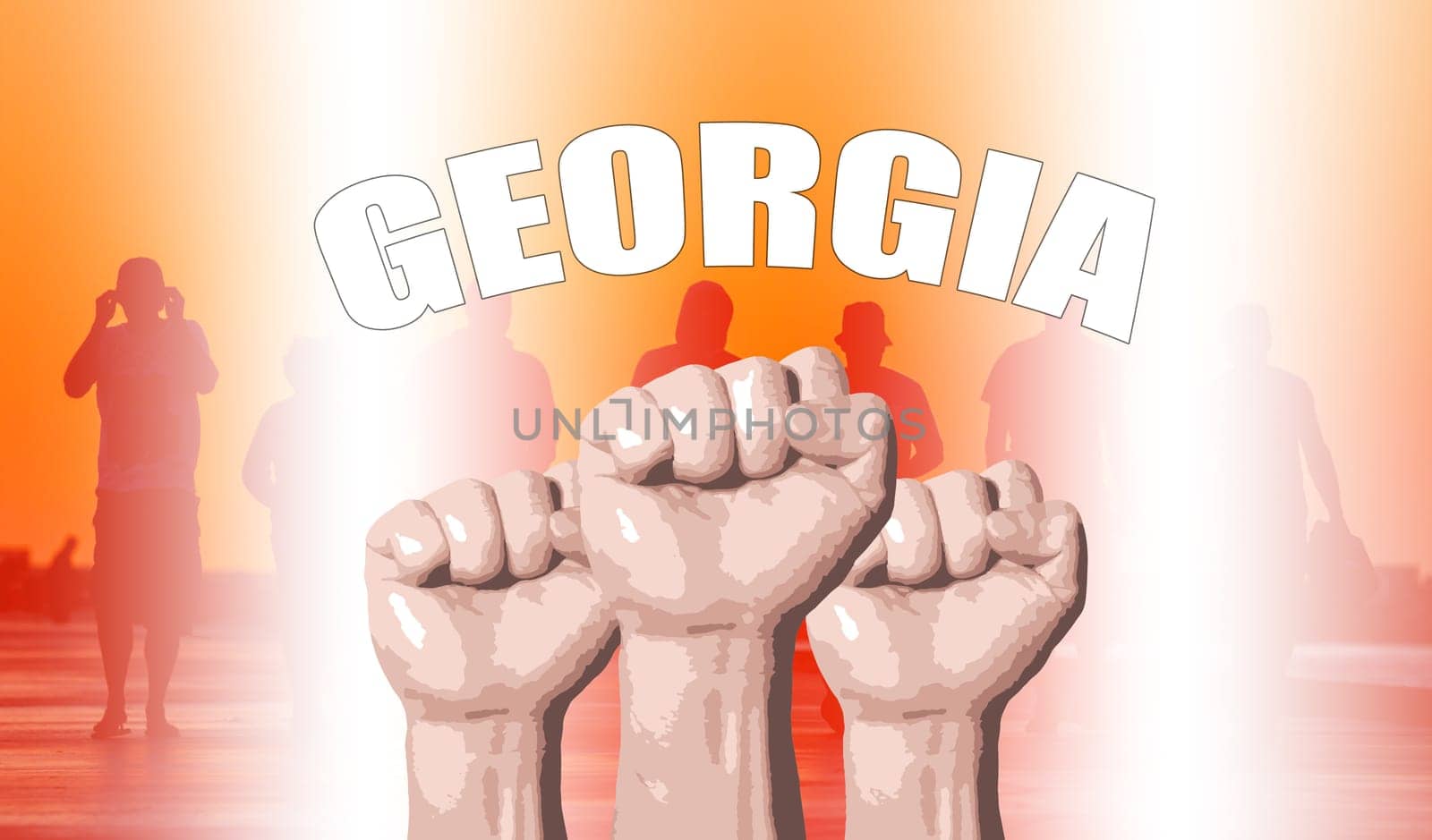 Georgia, fan support, fists raised, flag colors, Europe championship