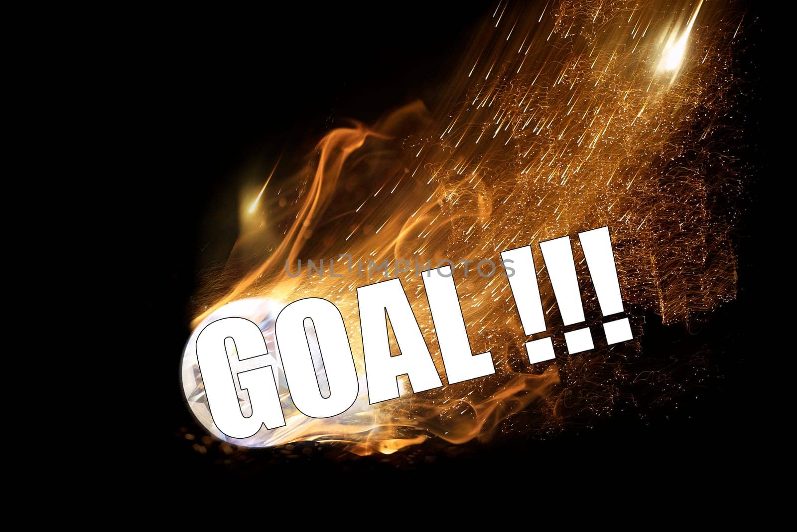 word goal on the background of a burning soccer ball, Europe championship
