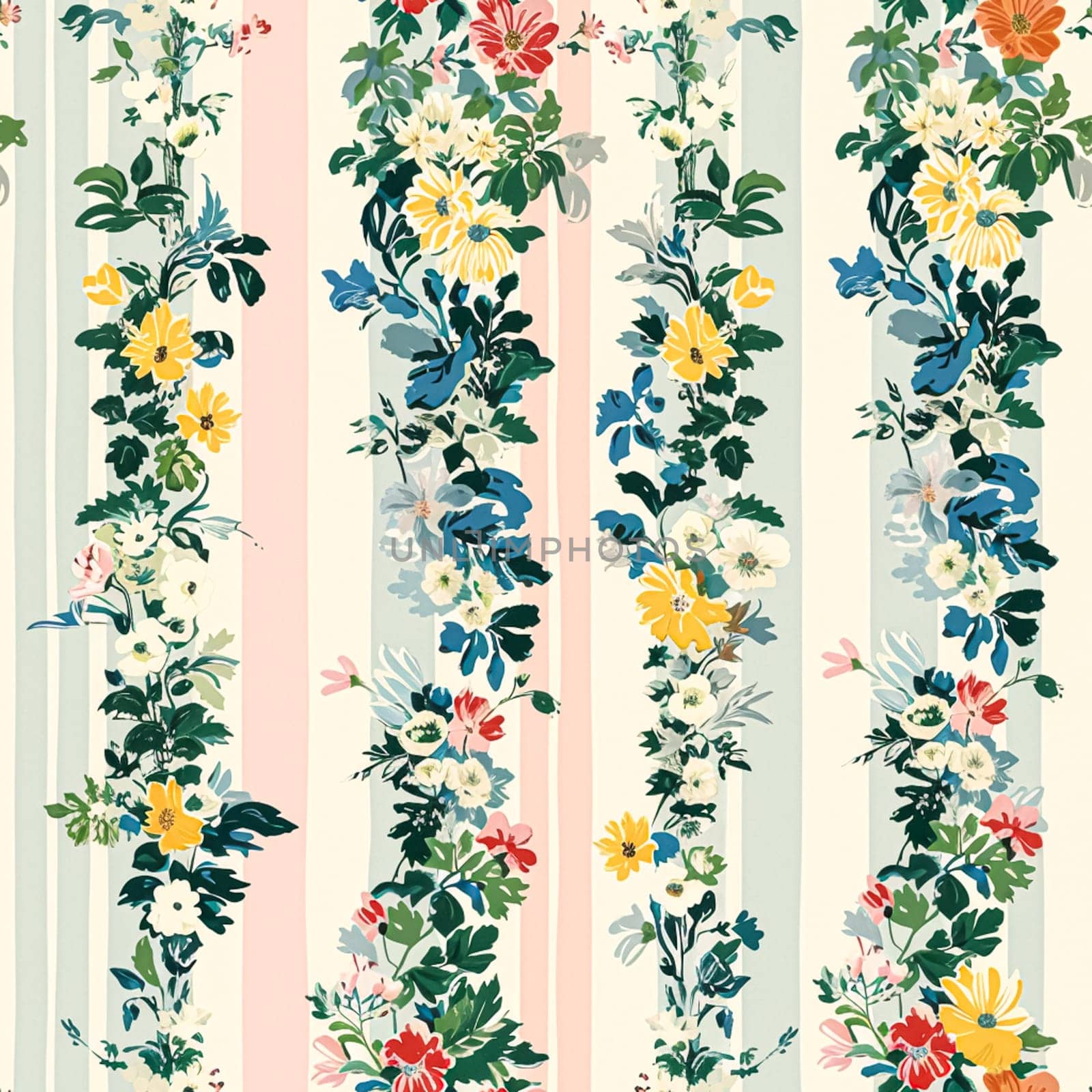 Seamless pattern, tileable floral holiday country cottage print, English countryside flowers theme for wallpaper, gift wrapping paper, scrapbook, fabric and product design inspiration