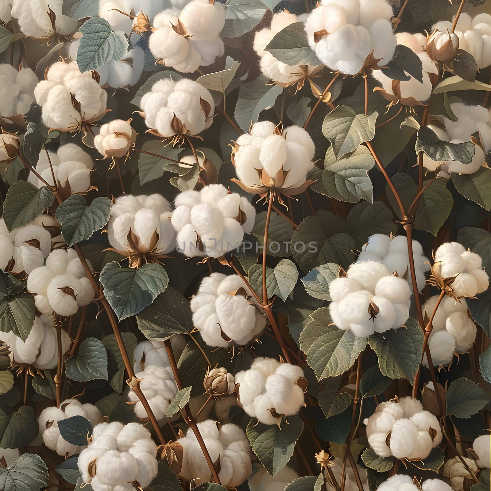 Small white flowers with green leaves, part of the Rose family by Nadtochiy