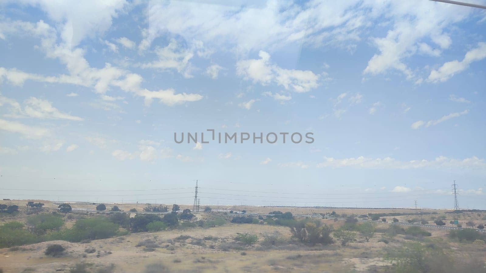 yellow desert and blue sky white clouds, landscape nature. High quality photo