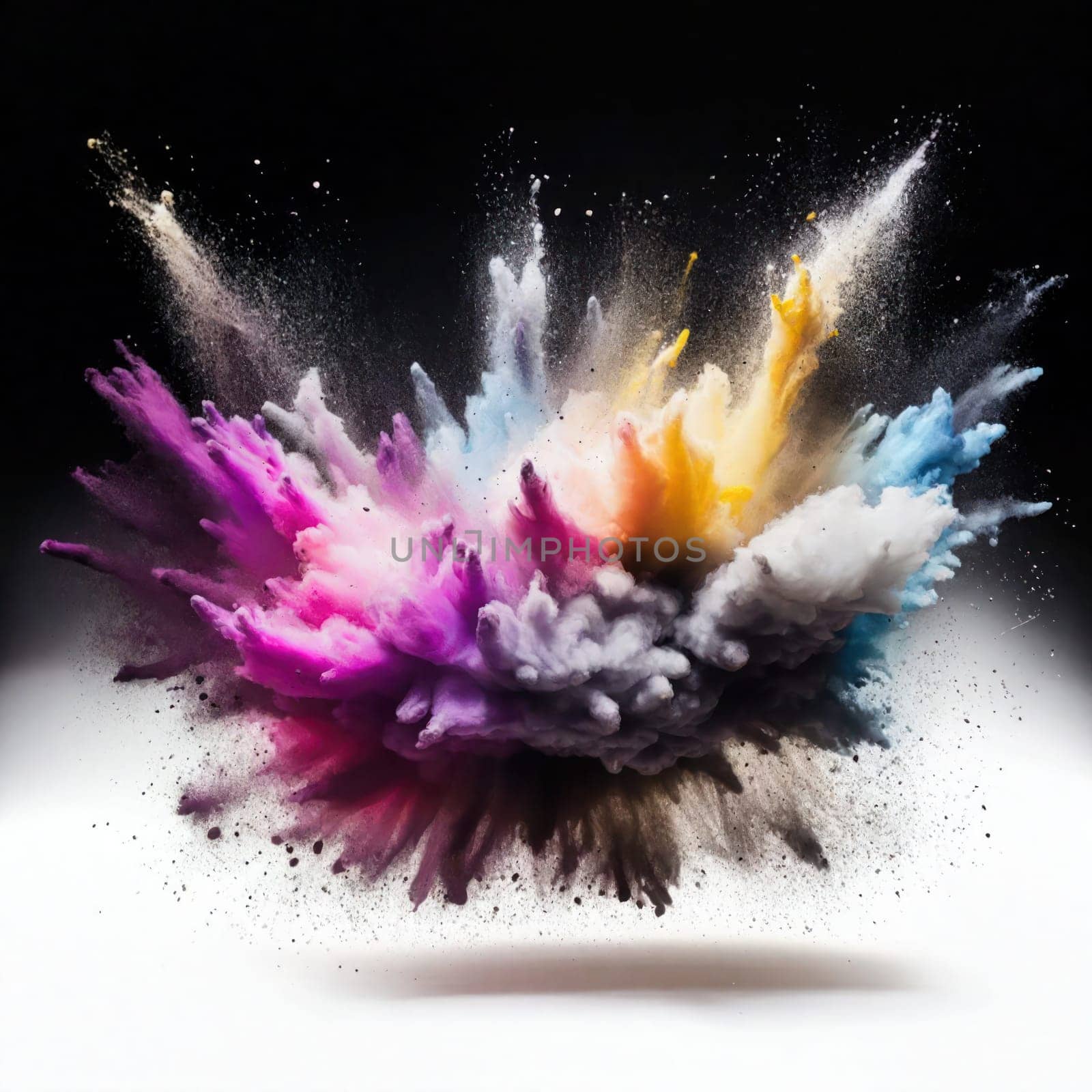 Vibrant colored powder exploding ,isolated on black background. by VeroDibe