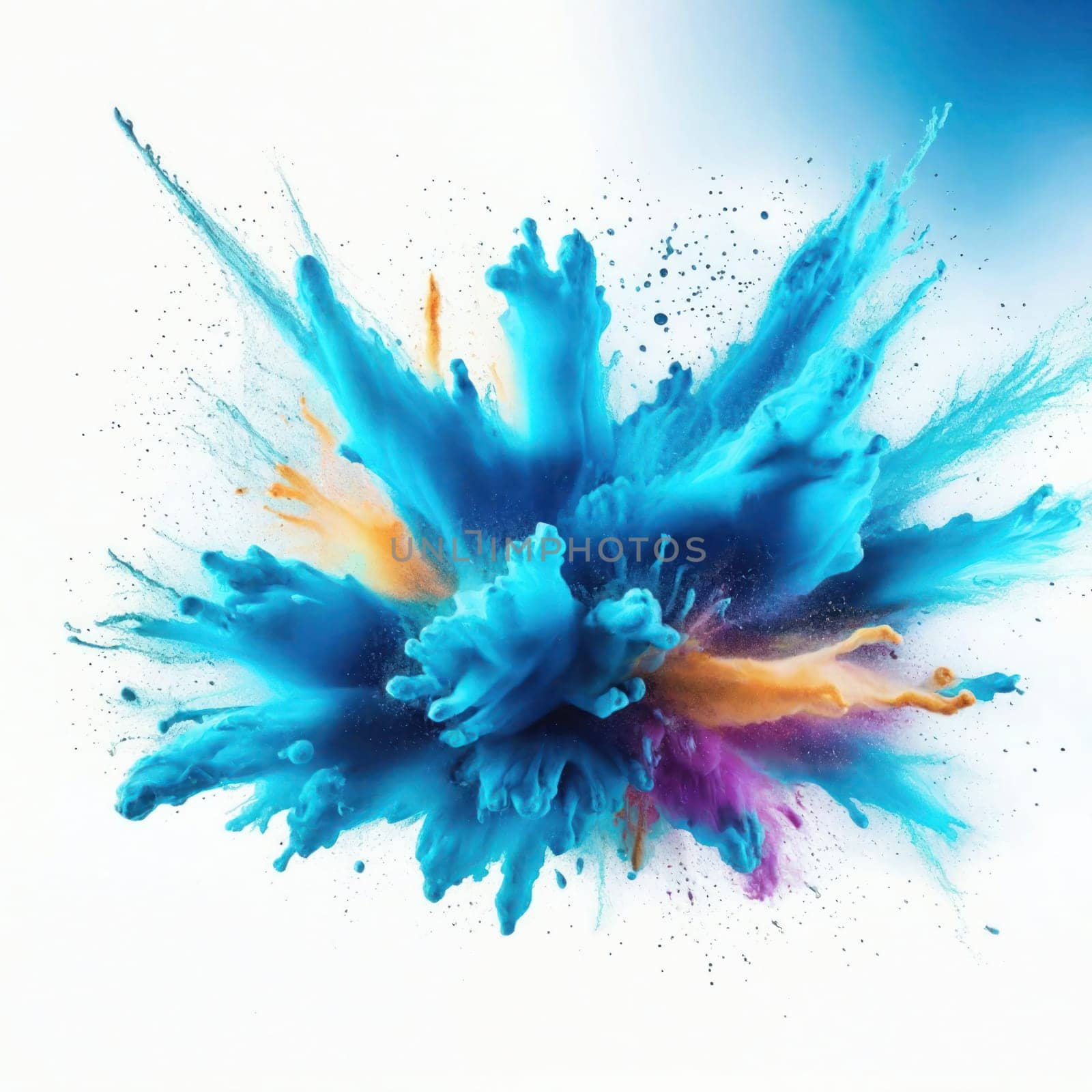 Wallpaper.Holi clip art coloured powder splashes in the air background.Abstract background.Capture motion and energy.