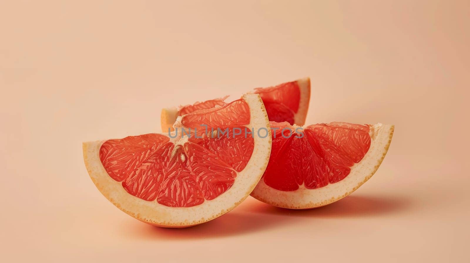 Slices of fresh grapefruit on a pastel background, healthy eating concept.