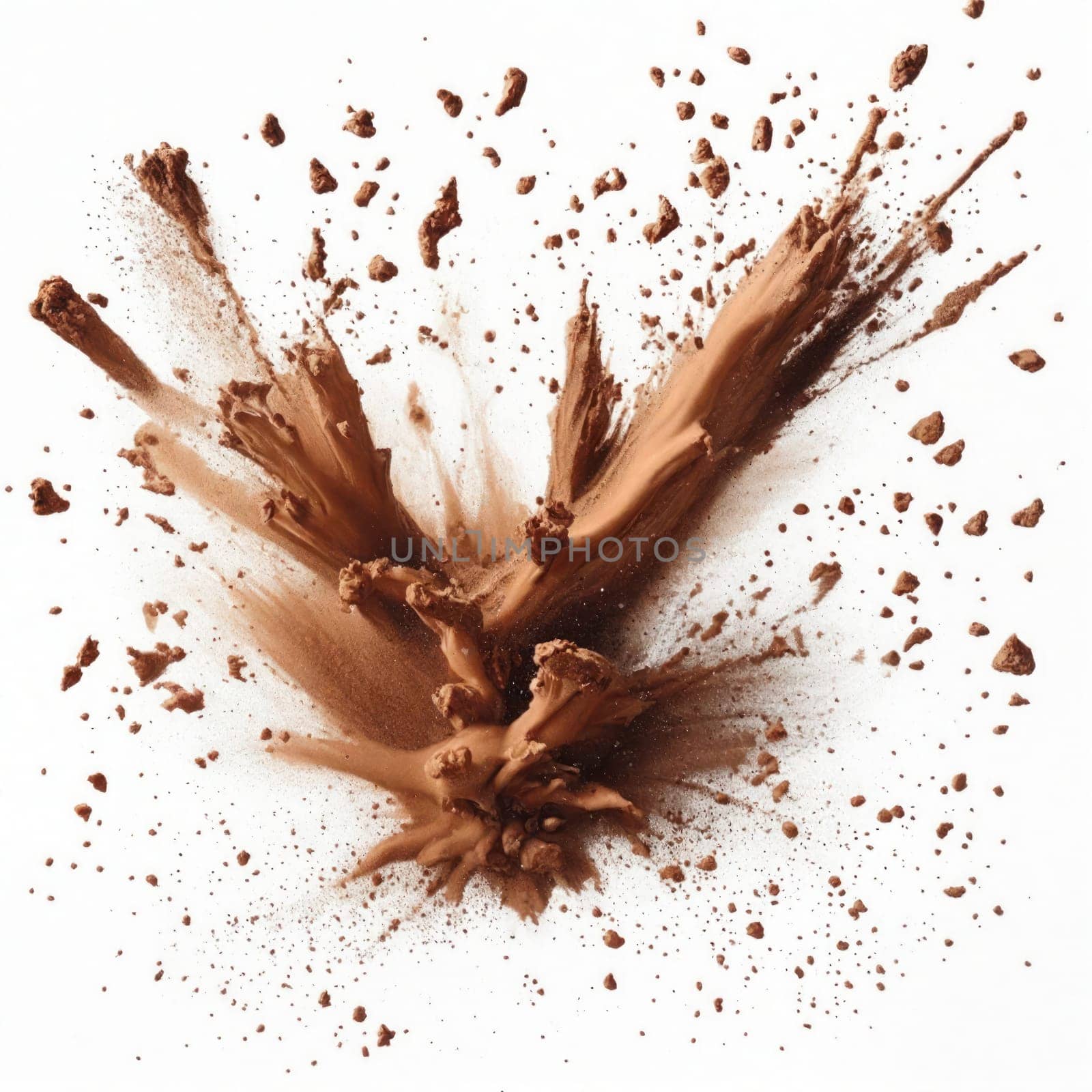 Chocolate powder spreading through the air.Abstract background for product by VeroDibe