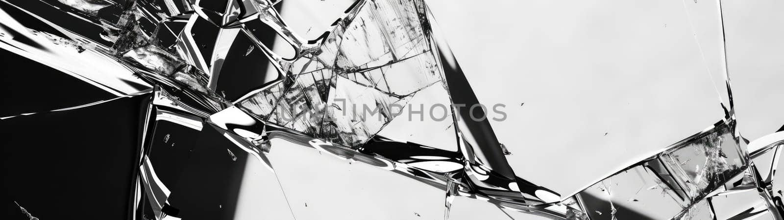 Woman's Face Fragmented Through Broken Glass, Shattered Reflection.