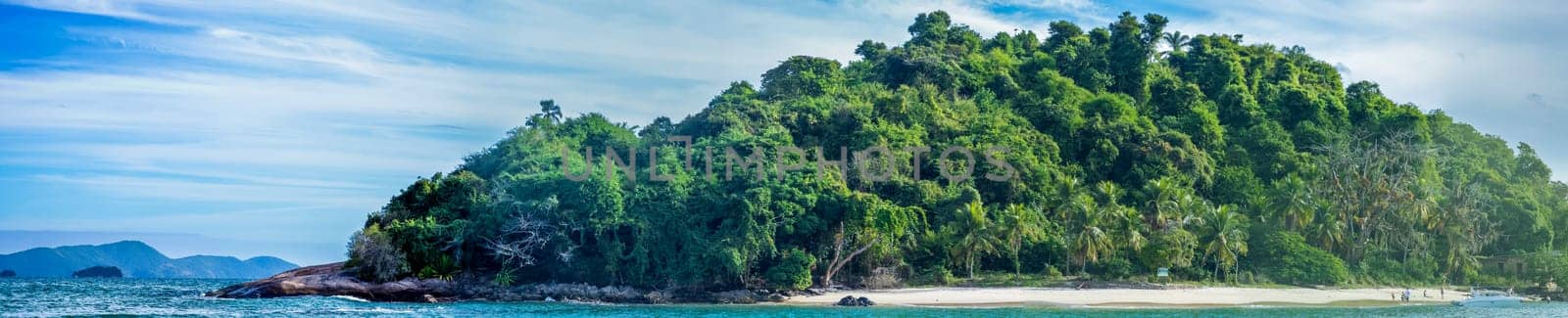 Serene Tropical Island Panorama with Lush Greenery by FerradalFCG