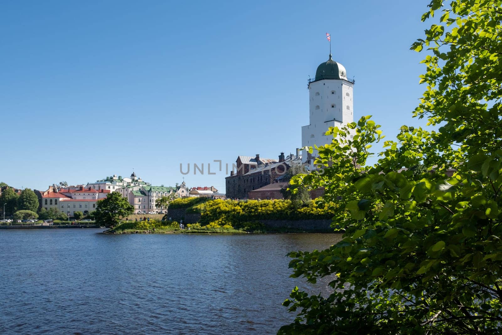 Vyborg, Leningrad region, Russia - June 15, 2024. View of the medieval knight's castle. Selective focus.
