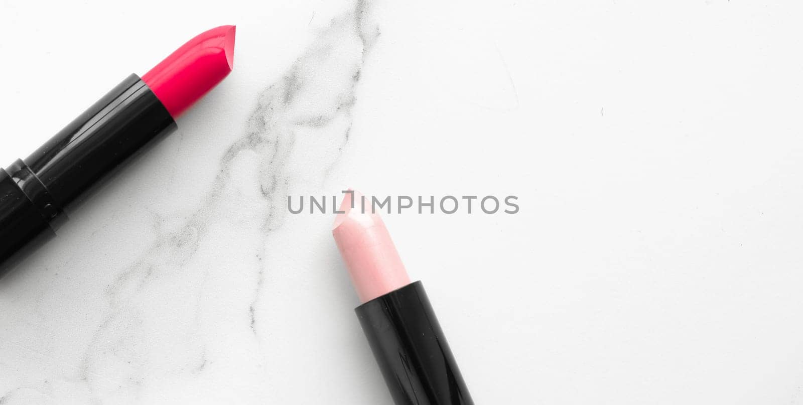 Make-up and cosmetics on marble, flatlay - modern feminine lifestyle, vlog background and styled stock concept. Beauty inspiration in a fashion blog