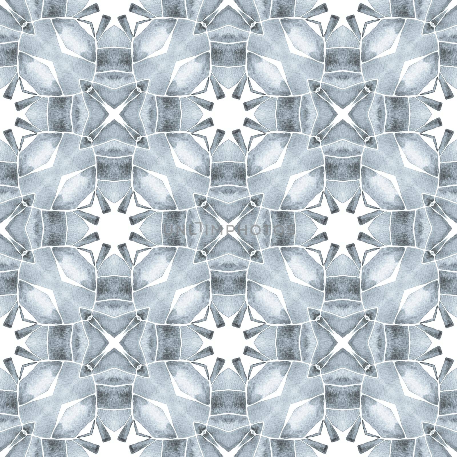 Textile ready extraordinary print, swimwear fabric, wallpaper, wrapping. Black and white cool boho chic summer design. Ethnic hand painted pattern. Watercolor summer ethnic border pattern.