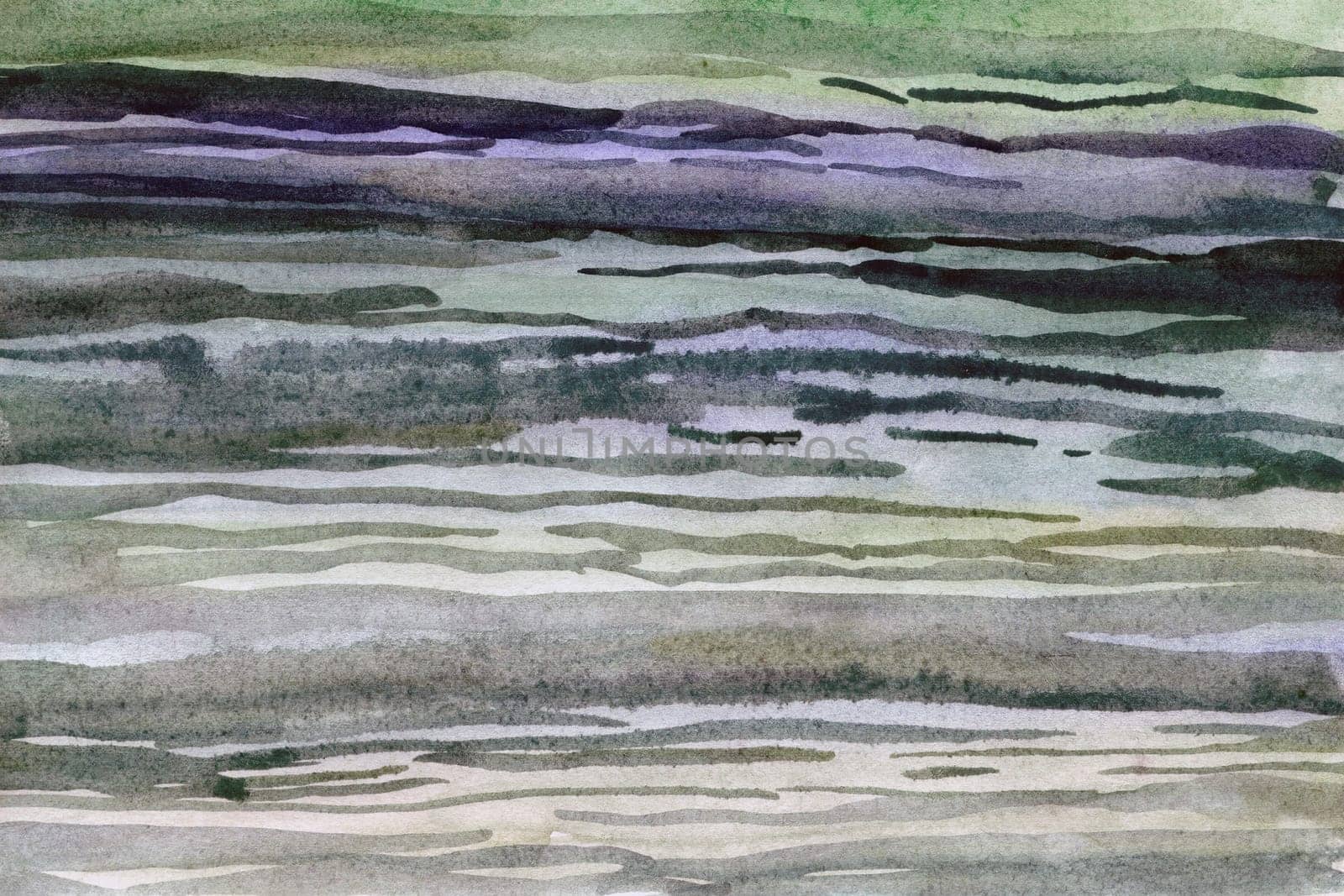 Striped green -gray watercolor paper background texture