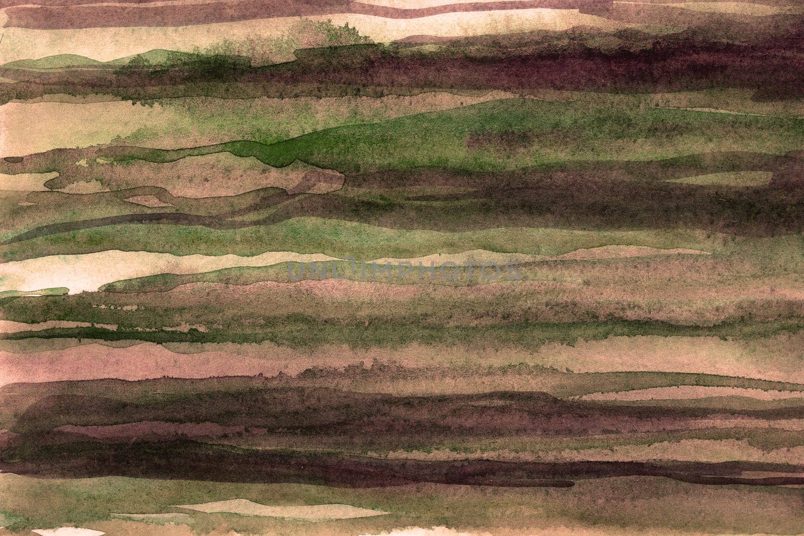 Striped green brown gradient watercolor background