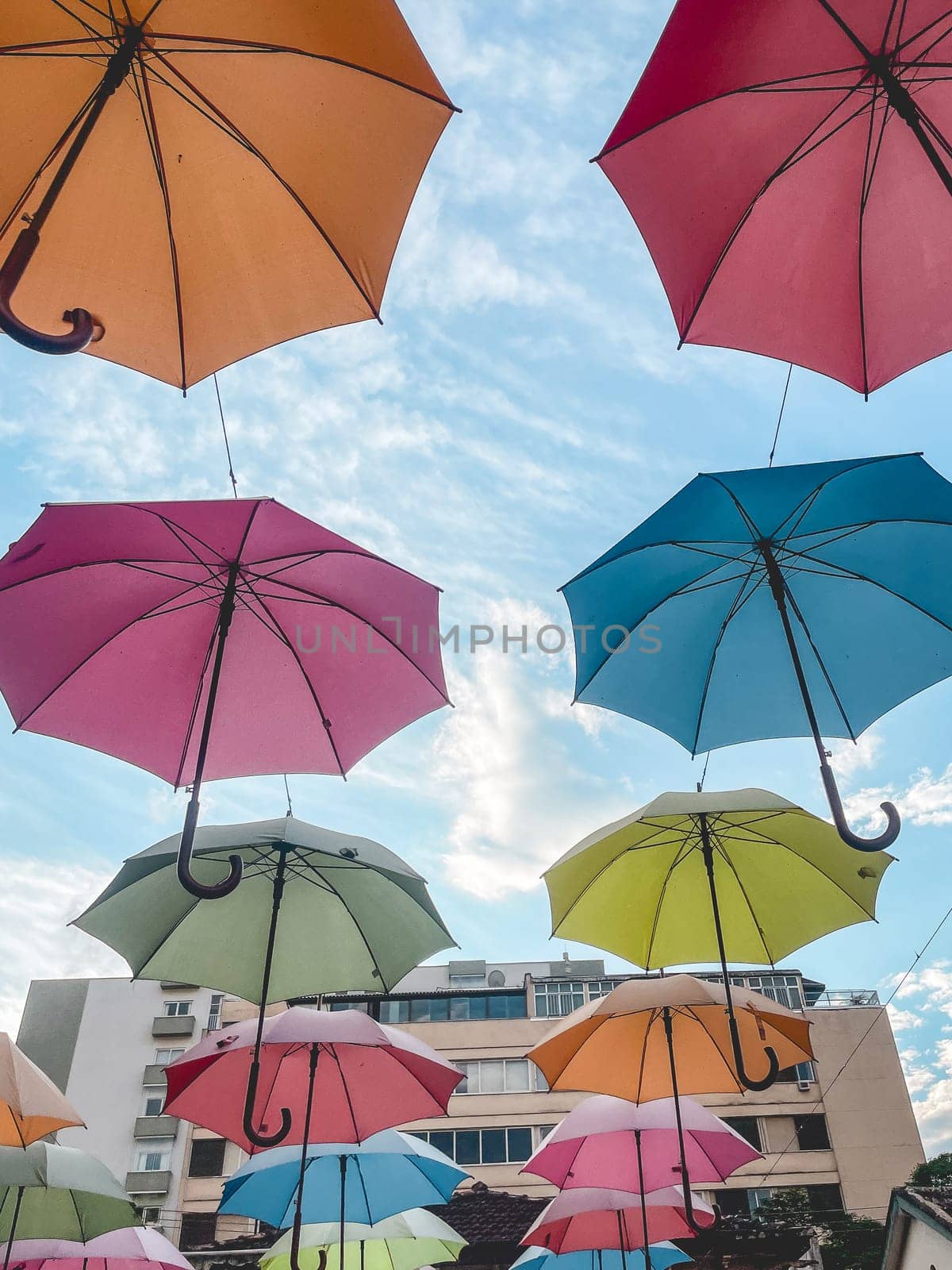 Colorful umbrella's at the center of Petropolis, Rio de Janeiro, Brazil.