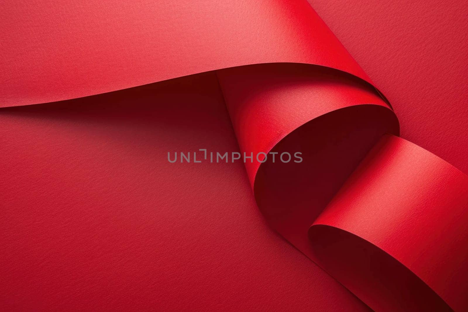 Curved edge red paper sheet with crease for business document presentation or art project concept