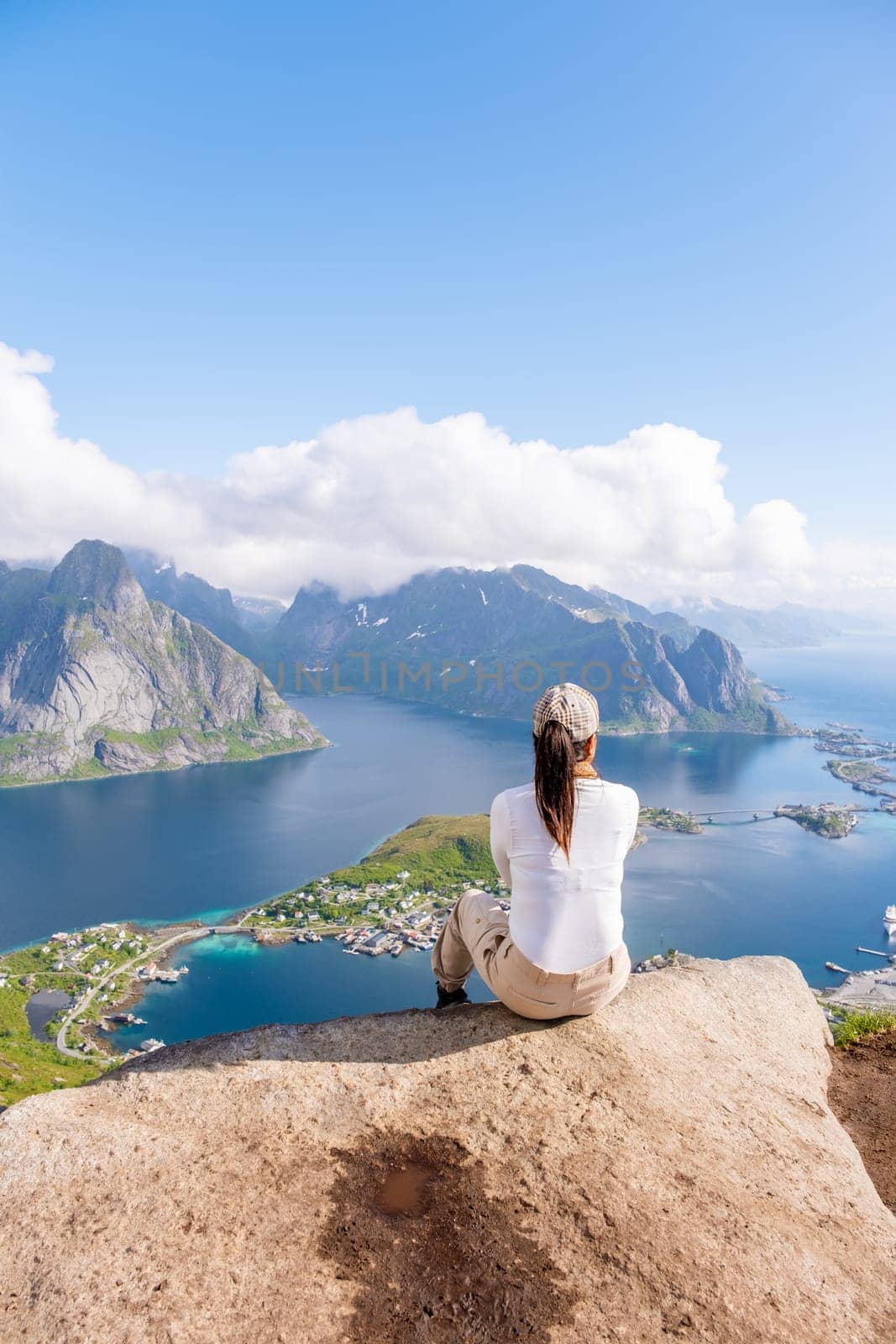 Norwegian Fjord View From The Peak, Reinebringen, Lofoten, Norway by fokkebok