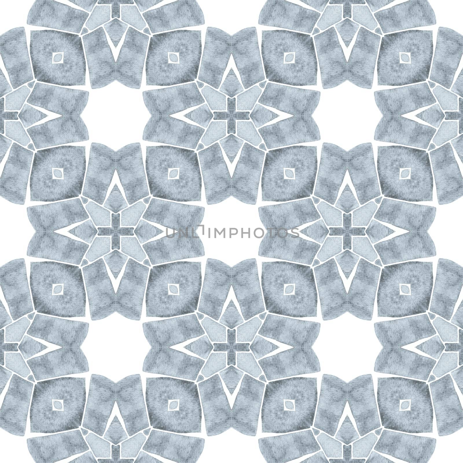 Textile ready stylish print, swimwear fabric, wallpaper, wrapping. Black and white extra boho chic summer design. Watercolor medallion seamless border. Medallion seamless pattern.