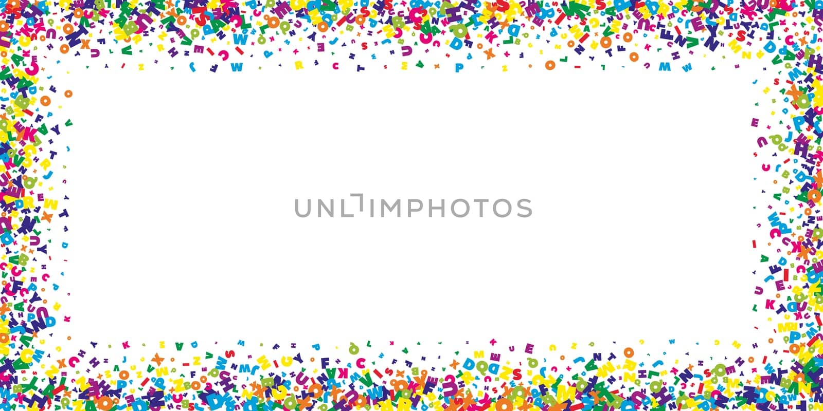 Concept of school background. Colorful childish falling letters of English language. Foreign languages study concept. Back to school banner .