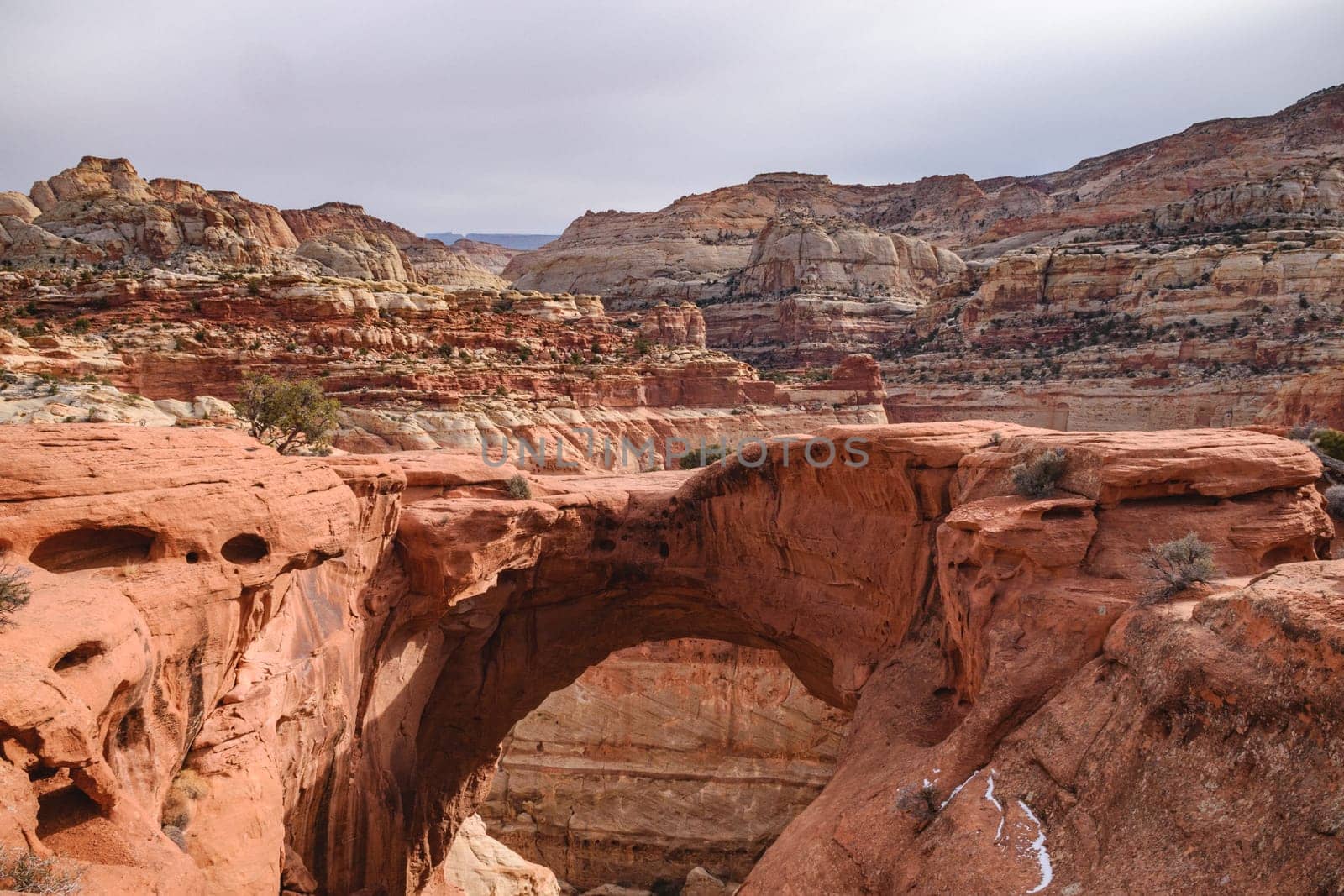 Stunning natural rock formation of Cassidy Arch in Capitol Reef National Park, Utah. The unique red rock landscape, striking geological features and the beauty of the American Southwest - USA