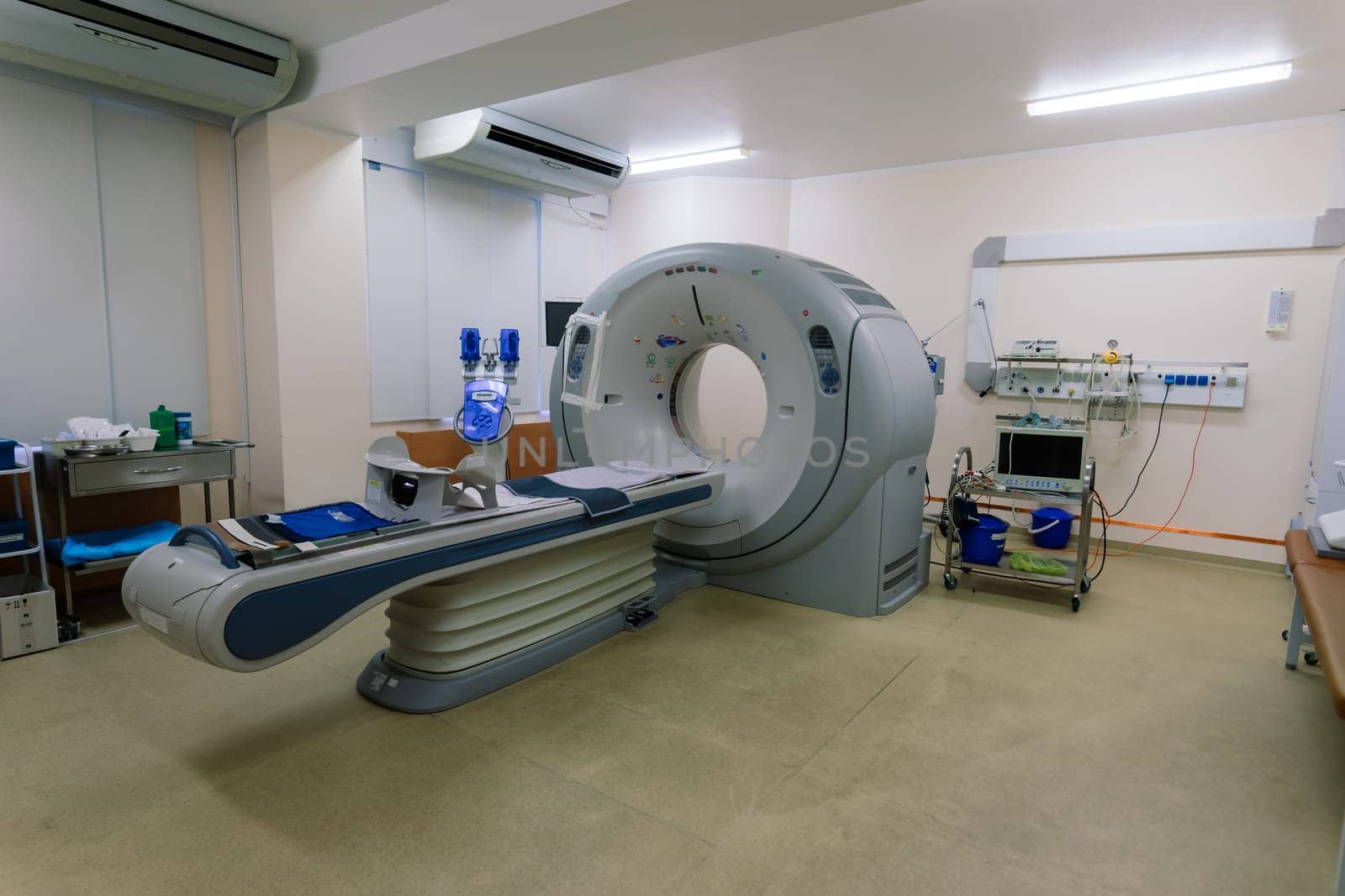 CT Computed tomography scanner in hospital laboratory. by Zelenin