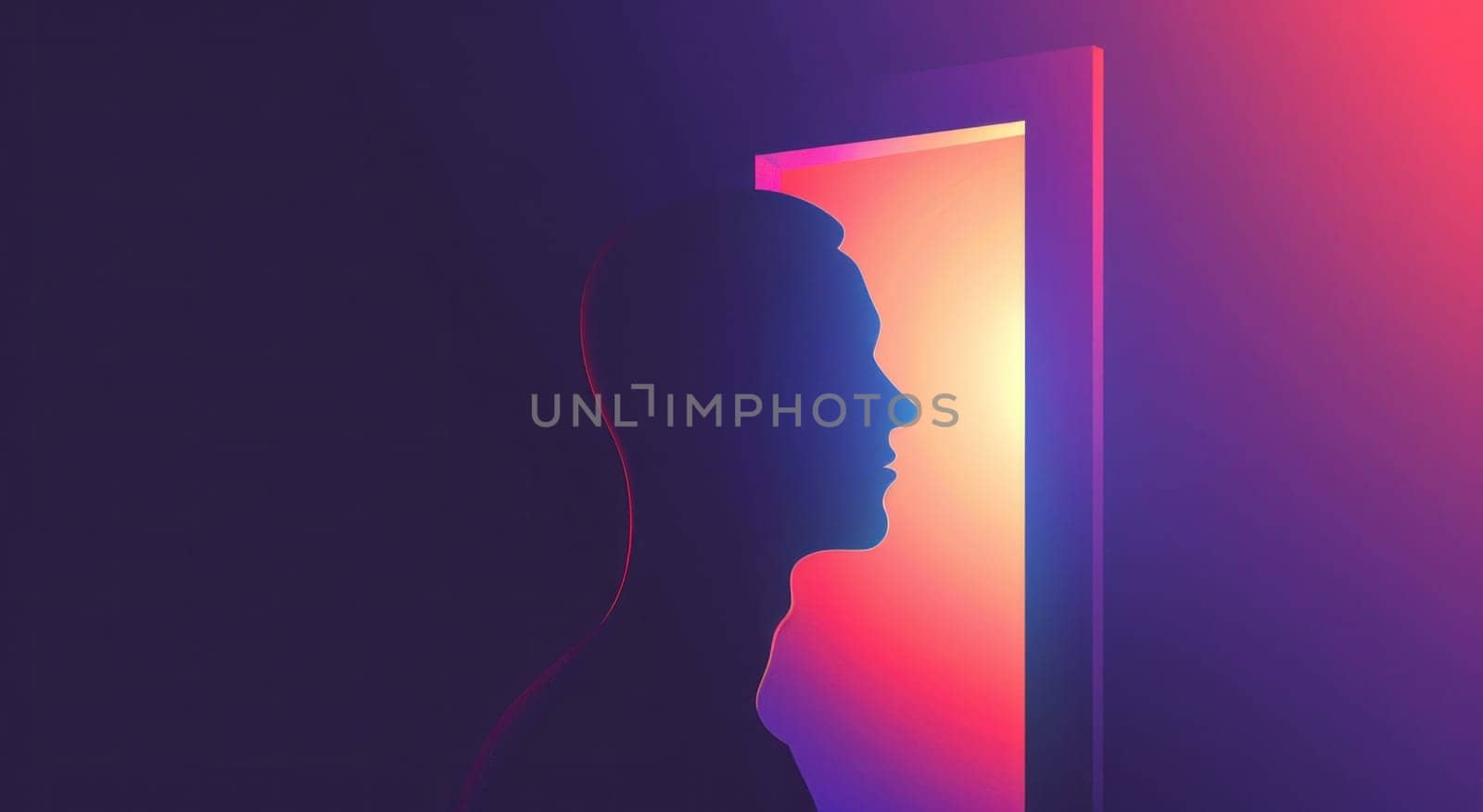 Mysterious man standing in front of illuminated doorway, travel and adventure concept