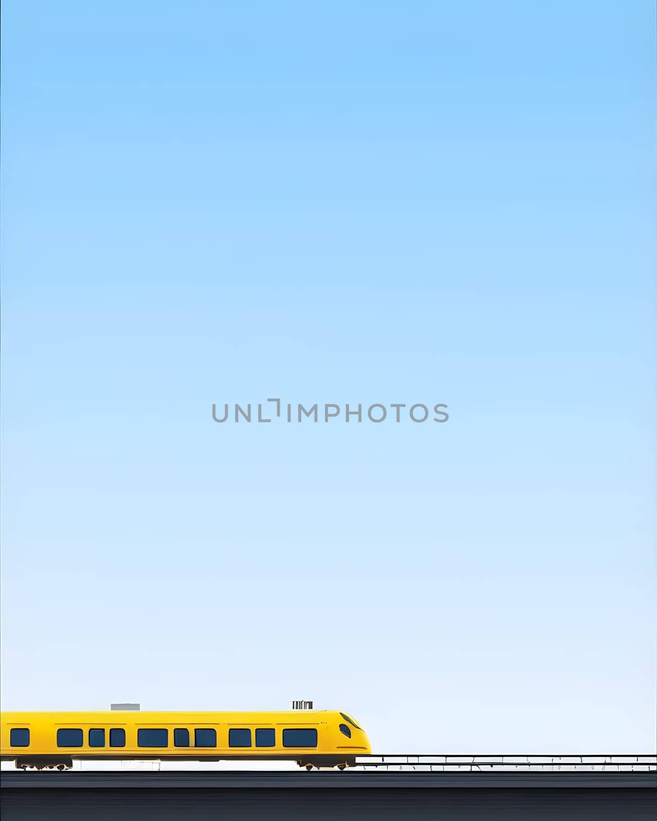 Yellow Train against Blue Sky: Transportation Concept