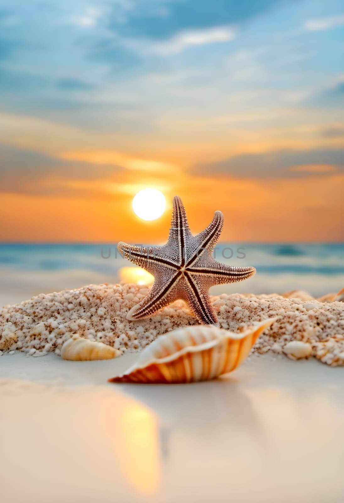 Oceanic Tranquility: Starfish in the Sand