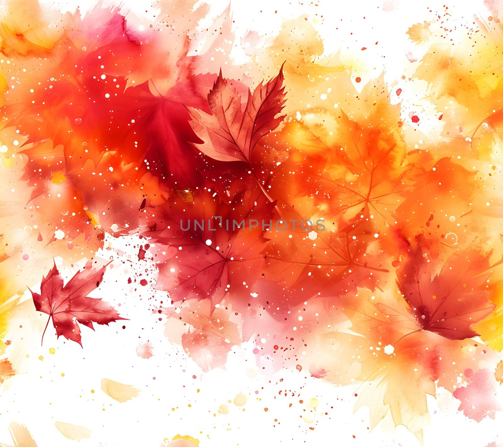 Watercolor painting of autumn leaves on white background by Nadtochiy