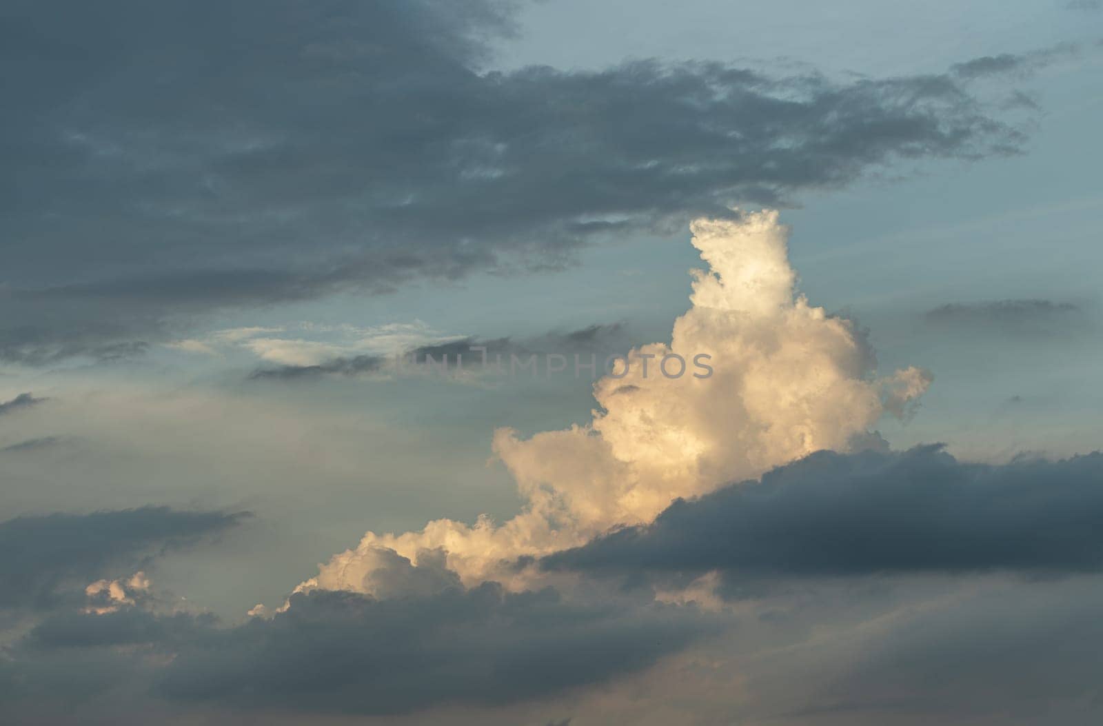 Amazing clouds like a heaven for background wallpaper and texture. The sky is being covered with fluffy white clouds, Concept idea of Imaginative clouds nature, Nature abstract composition, Copy space, Selective focus.