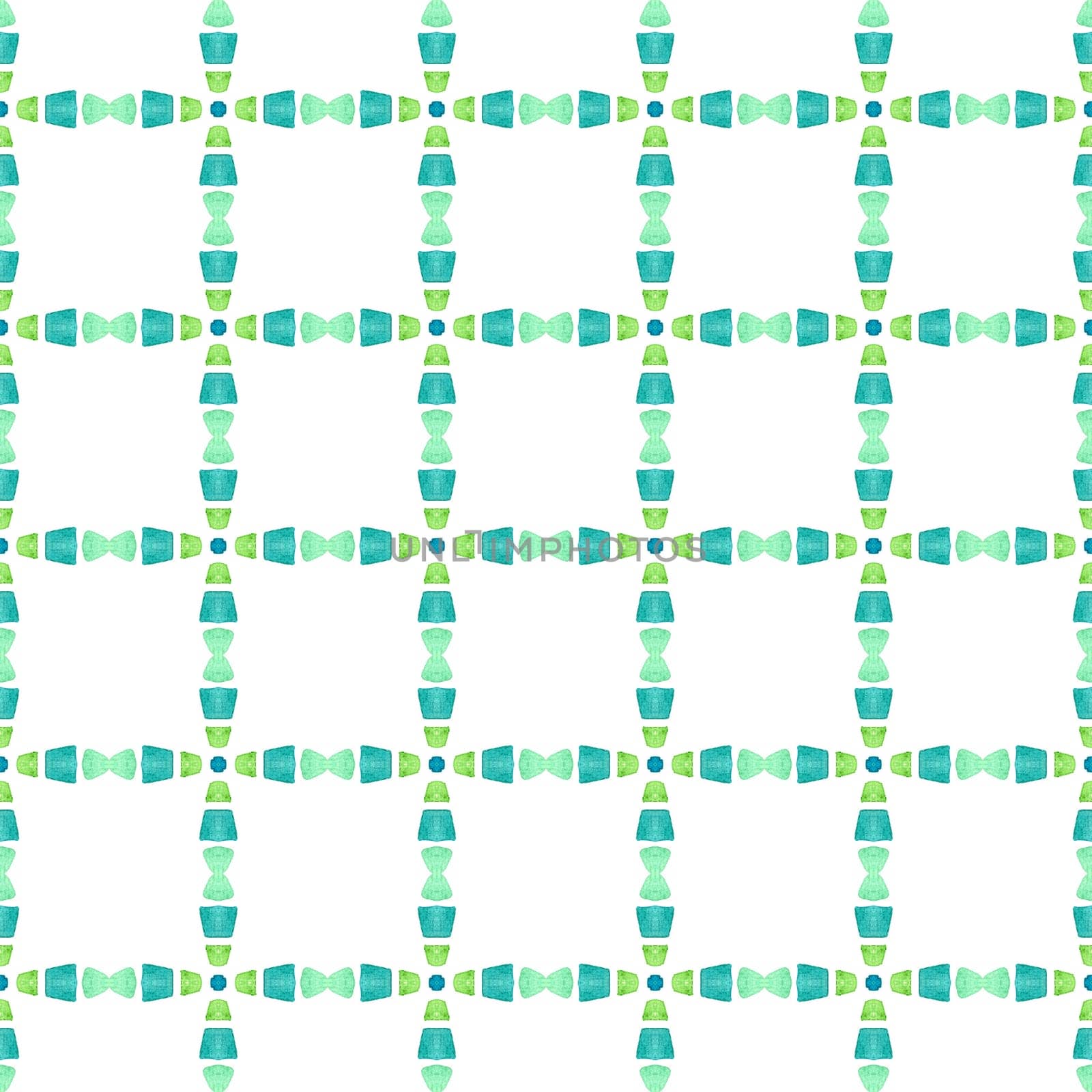 Mosaic seamless pattern. Green adorable boho chic summer design. Hand drawn green mosaic seamless border. Textile ready quaint print, swimwear fabric, wallpaper, wrapping.