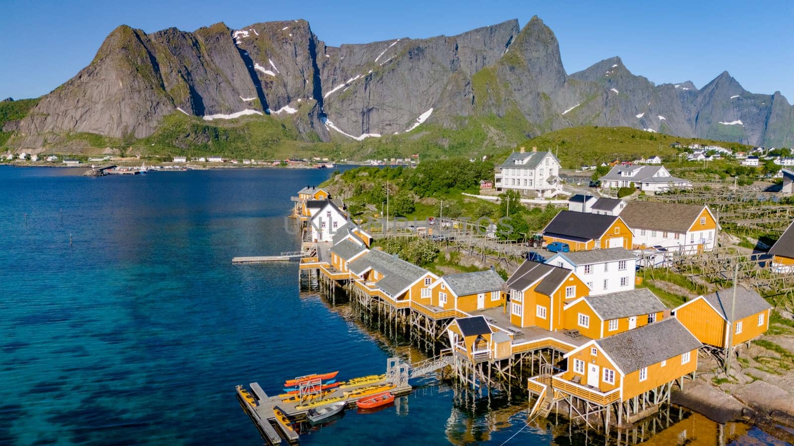 Colorful Houses on Stilts in Lofoten, Norway, Sakrisoy, Lofoten, Norway by fokkebok