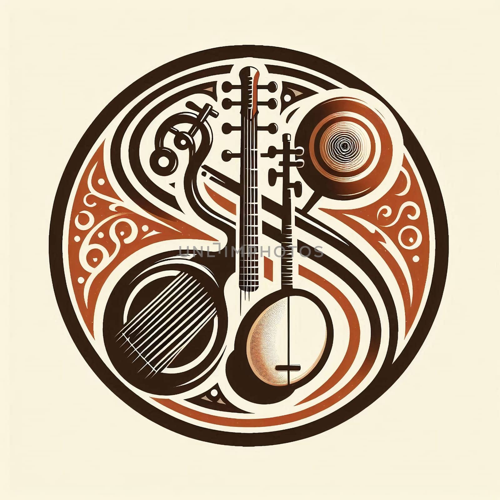 Colored Asian Musical Instruments Logo Icon by VeronikaAngo