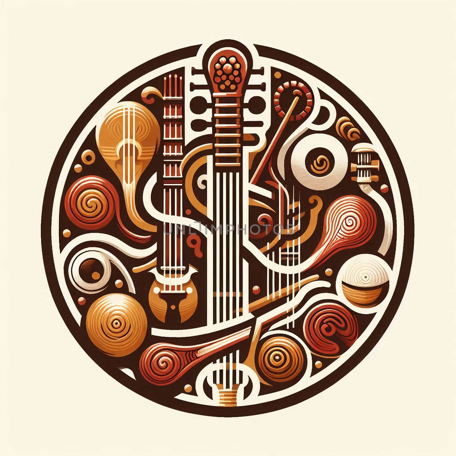 Colored Asian Musical Instruments Logo Icon by VeronikaAngo