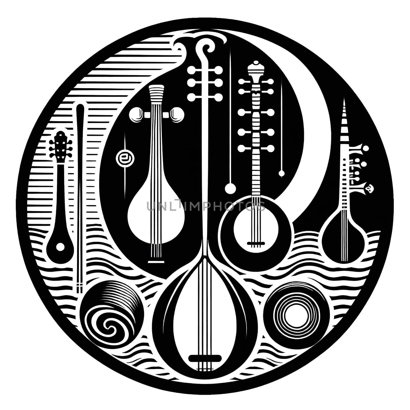 Black and white Musical Instruments Logo Icon by VeronikaAngo