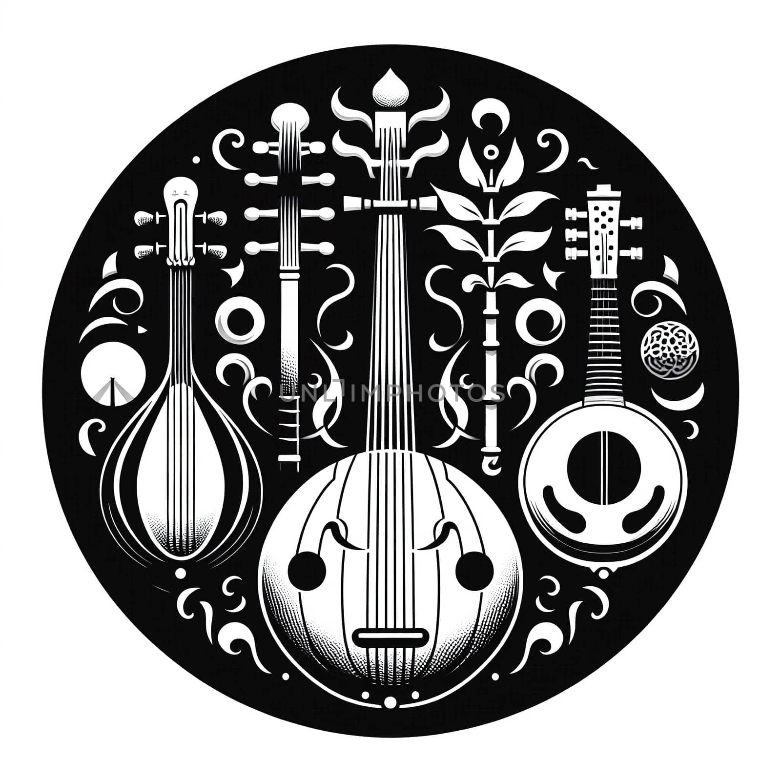 Black and white Musical Instruments Logo Icon by VeronikaAngo