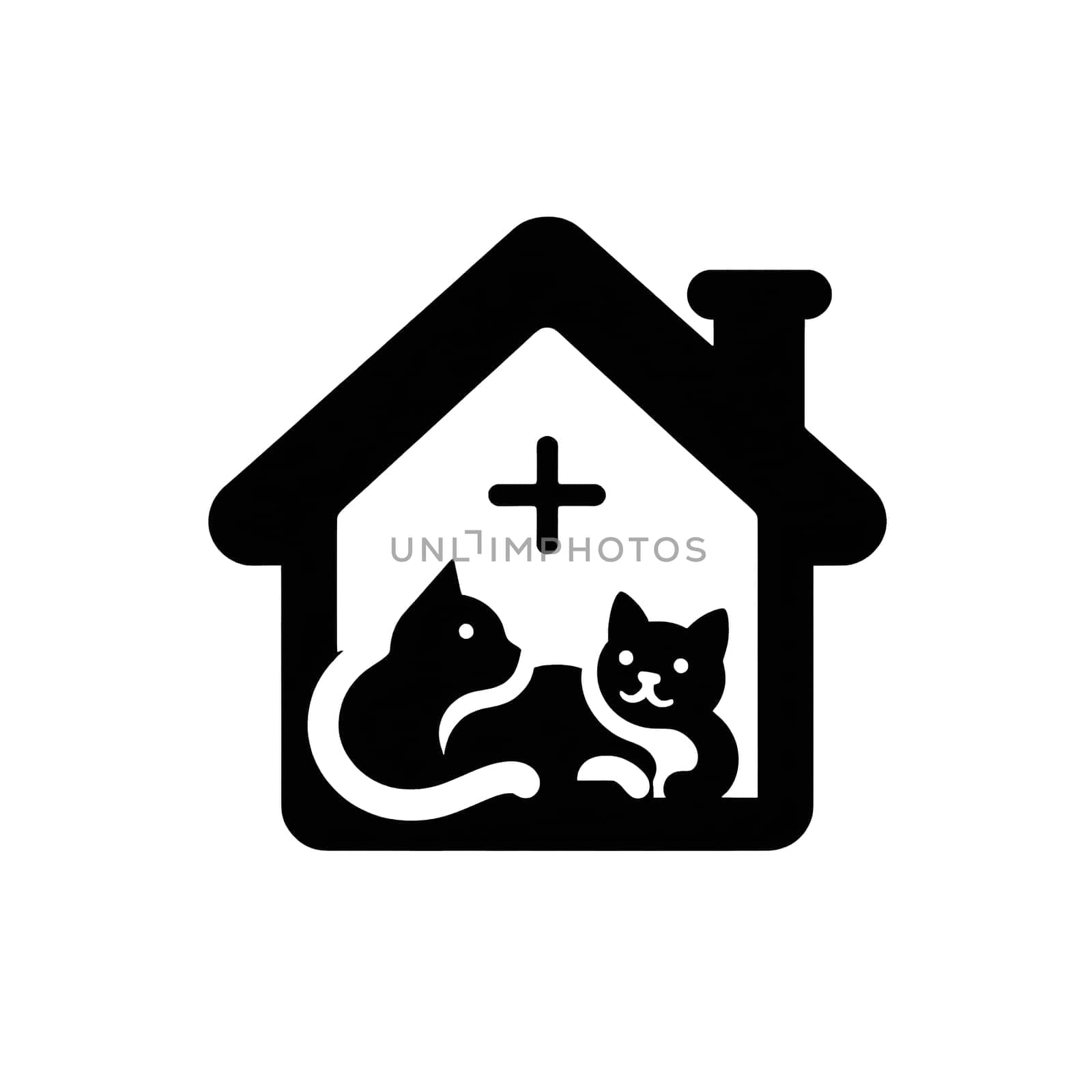 Black and white icon of cat and house by VeronikaAngo