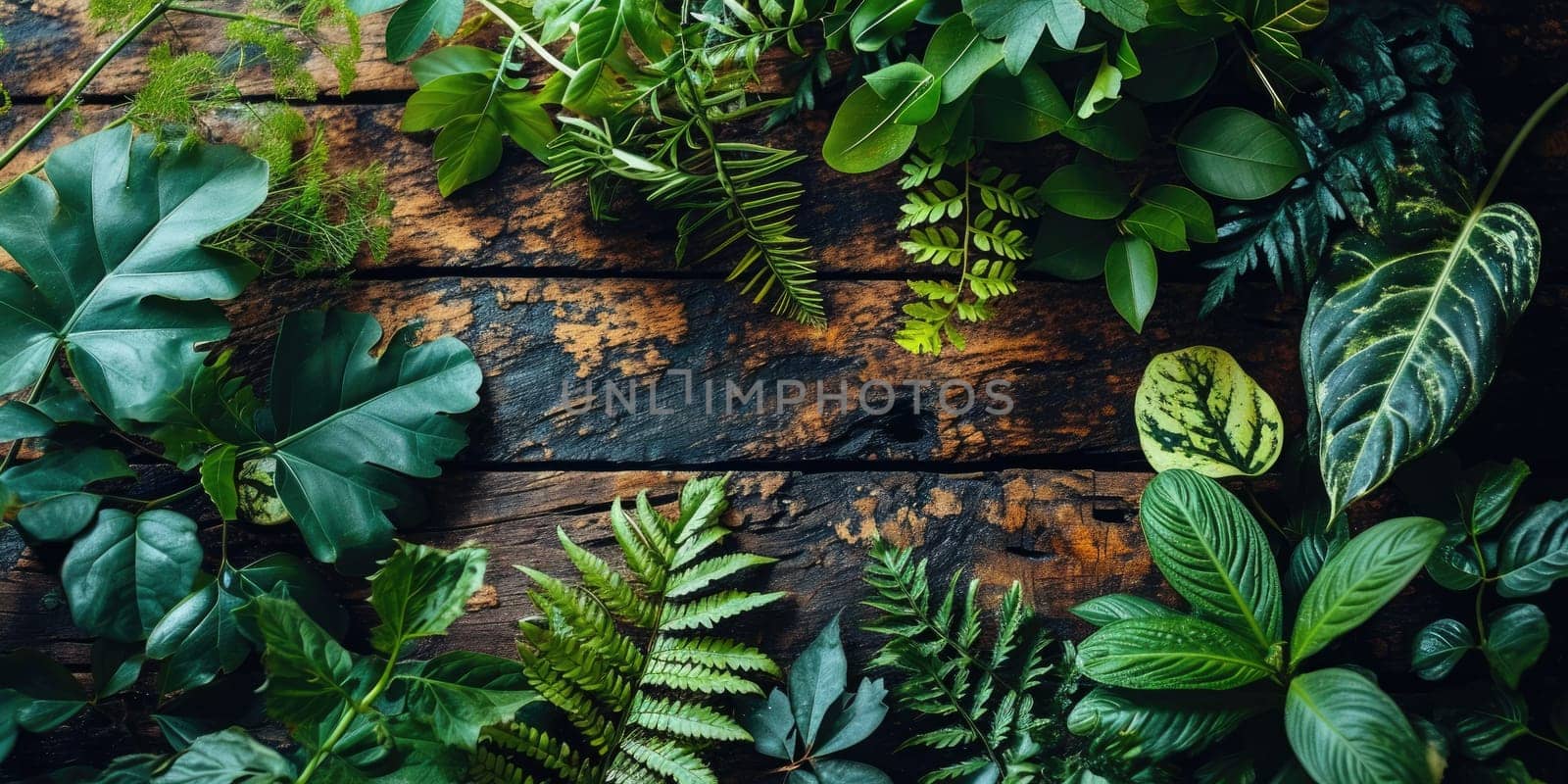 The picture of nature that focused to the green leaf from tree in the forrest that stay on ground and got illuminated with bright light of a sunlight in the summer or spring time of the year. AIGX03.