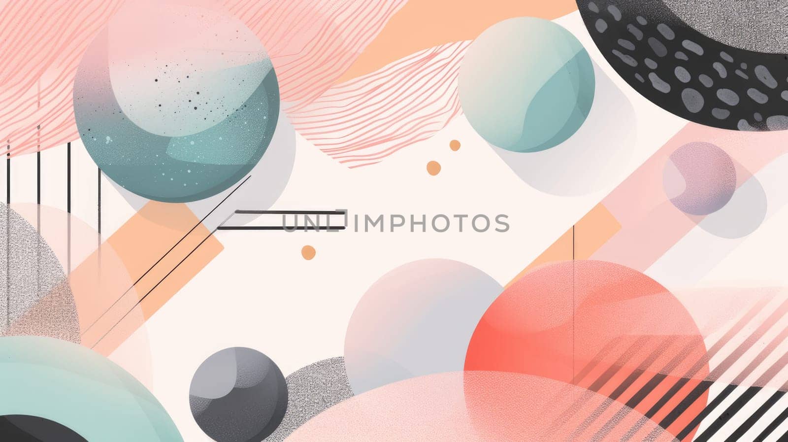 Minimalistic abstract picture of geometry pattern with pastel color. Geometric pattern design with vibrant colorful watercolors. The geometric shapes making up the pattern. Modern art concept. AIG42.