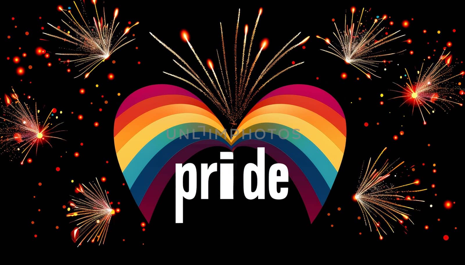 A rainbow with the word pride written in white by AI generated image by wichayada