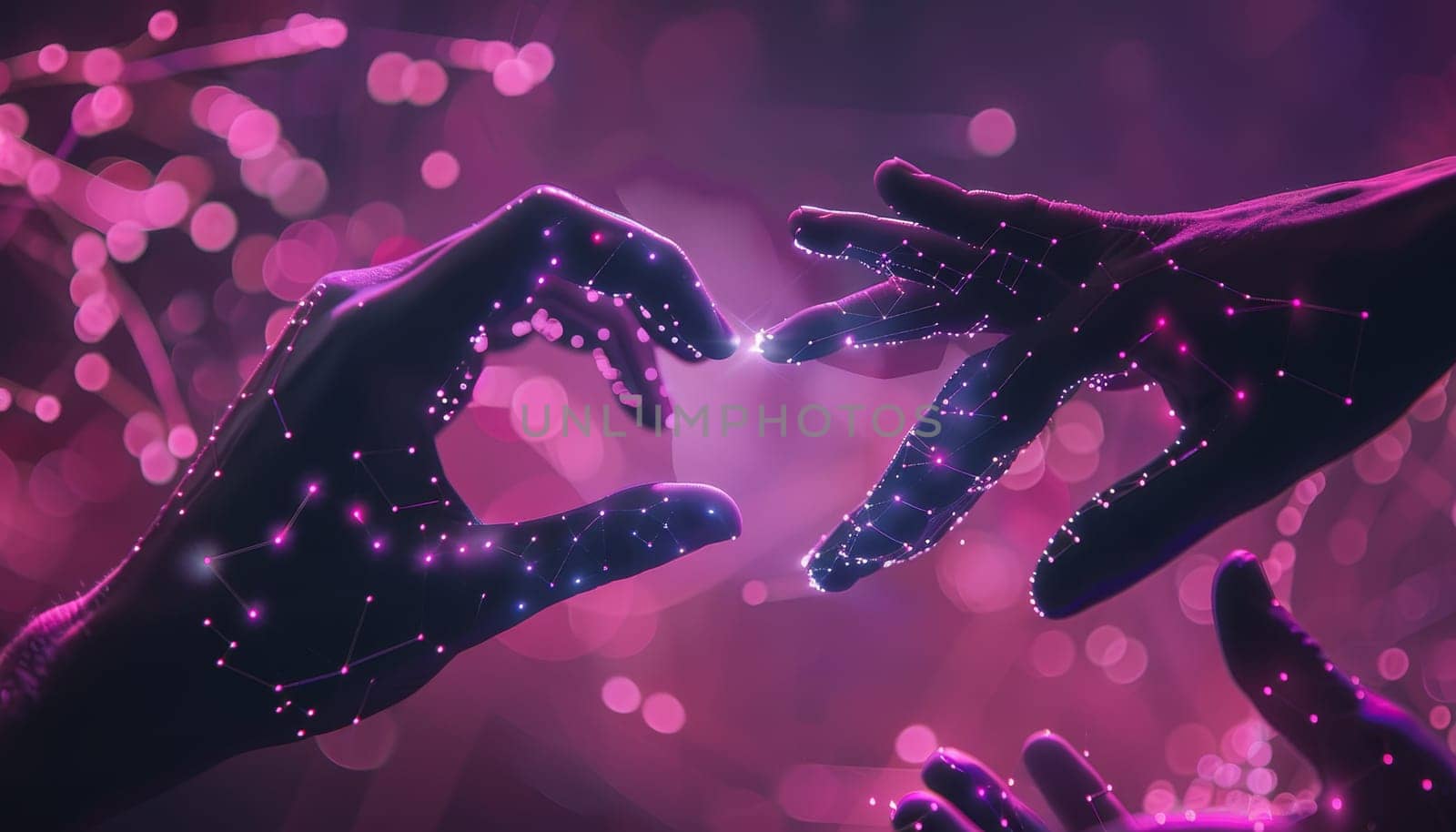 A pair of hands are touching each other in a heart shape by AI generated image by wichayada