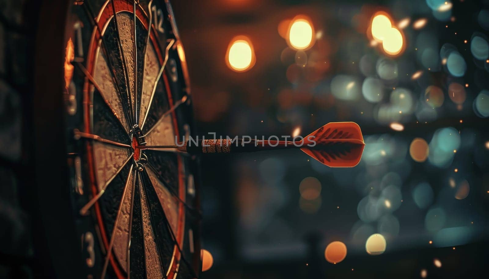 A red arrow is shot at a dartboard by AI generated image.